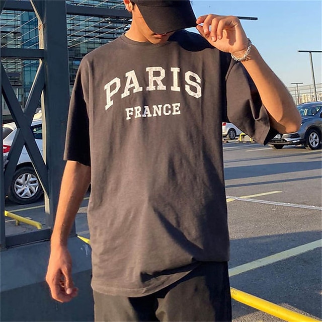 

Men's T shirt Hot Stamping Graphic Letter Crew Neck Casual Daily Print Short Sleeve Tops Lightweight Fashion Big and Tall Sports Gray