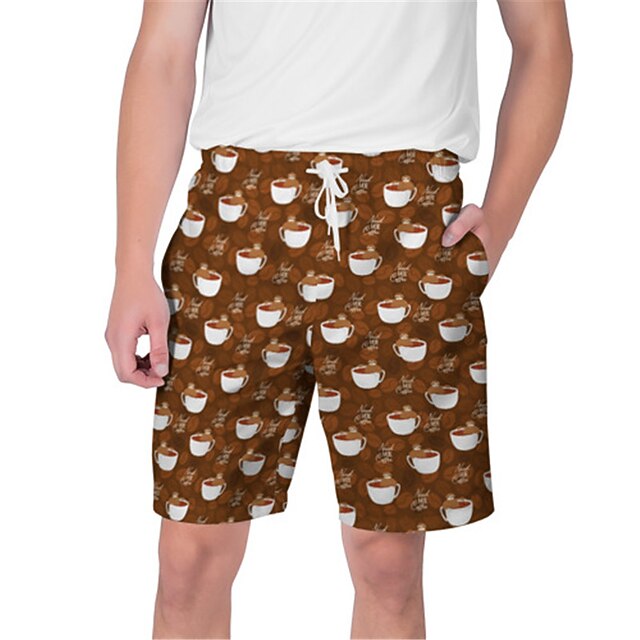

Men's Streetwear Hawaiian Shorts Beach Shorts 3D Print Elastic Drawstring Design Short Pants Casual Daily Food Graphic Breathable Soft Mid Waist ArmyGreen Orange Brown Coffee S M L XL XXL