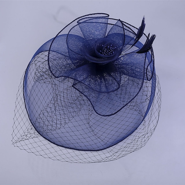 

Feathers / Net Fascinators / Hair Accessory with Feather / Tulle 1 PC Kentucky Derby / Ladies Day Headpiece