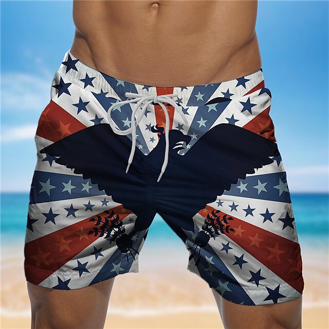 

Men's Designer Streetwear Shorts Beach Shorts 3D Print Elastic Drawstring Design Short Pants Casual Daily Micro-elastic Graphic Eagle Breathable Soft Mid Waist Blue S M L XL XXL