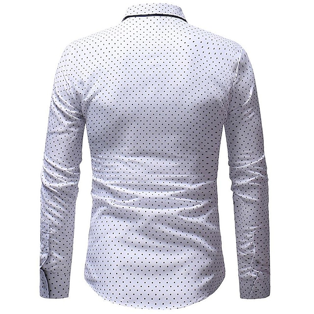 Mens Clothing Mens Shirts | Mens Dress Shirt Print Polka Dot Turndown Street Daily Button-Down Print Long Sleeve Tops Cotton Bus