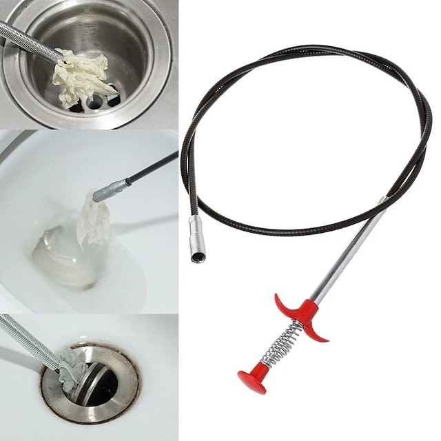 Home & Garden Bath Accessories | Stainless Steel Flexible Pick Up Tool Long Spring Claw Grip Toilet Kitchen Sewer Cleaning Suppl