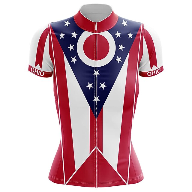 

21Grams Women's Short Sleeve Cycling Jersey Summer Spandex Red Stars Bike Top Mountain Bike MTB Road Bike Cycling Quick Dry Moisture Wicking Sports Clothing Apparel / Stretchy / Athleisure