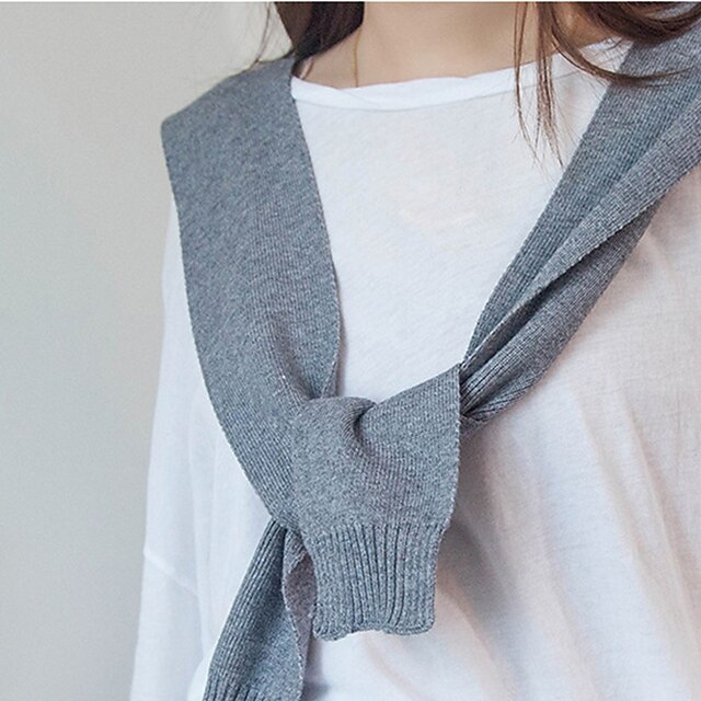 

Women's Shrug Lace up Knitted Striped Stylish Elegant Casual Sleeveless Sweater Cardigans V Neck Spring Summer White Black Gray