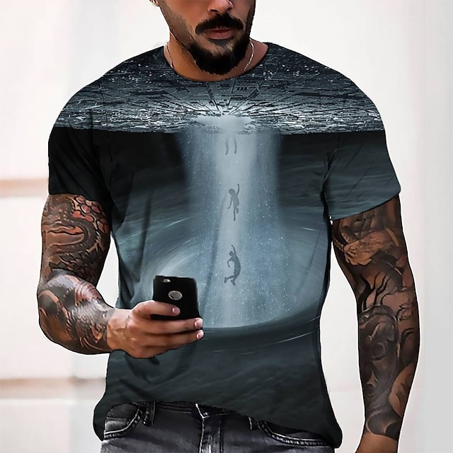 

Men's Tee T shirt 3D Print Graphic Round Neck Casual Daily 3D Print Short Sleeve Tops Fashion Designer Cool Comfortable Black