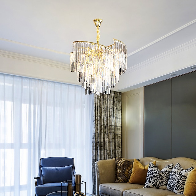  60 cm einzigartiges Design Kronleuchter LED Kristall Luxus moderne Designer Kunstlampe Wohnzimmer Restaurant 110-120V