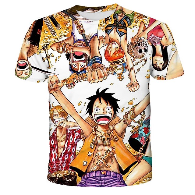 Toys & Hobbies Cosplay & Costumes | Inspired by One Piece Monkey D. Luffy T-shirt Anime 100% Polyester Anime 3D Harajuku Graphic