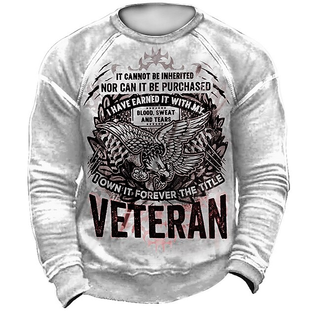 

Men's Sweatshirt Pullover Graphic Eagle Print Sports Outdoor Casual Daily 3D Print Basic Casual Western Aztec Hoodies Sweatshirts White