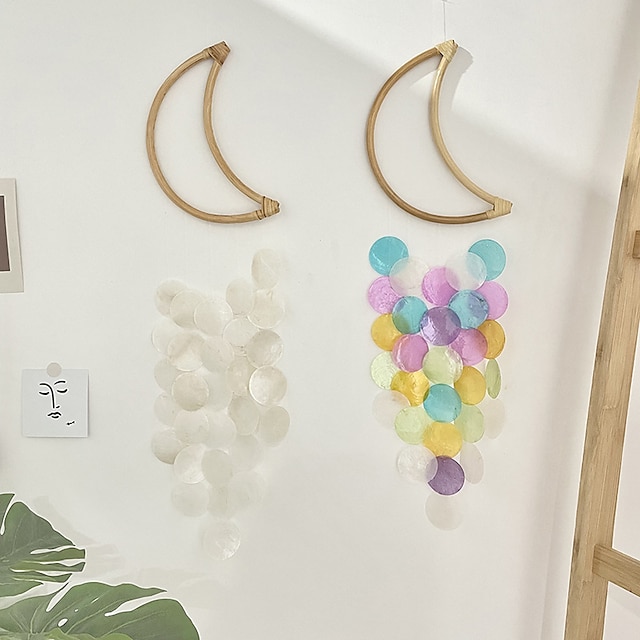 

Wooden Moon Shell Wind Chimes Window Sill Wall Wind Chimes Ornaments