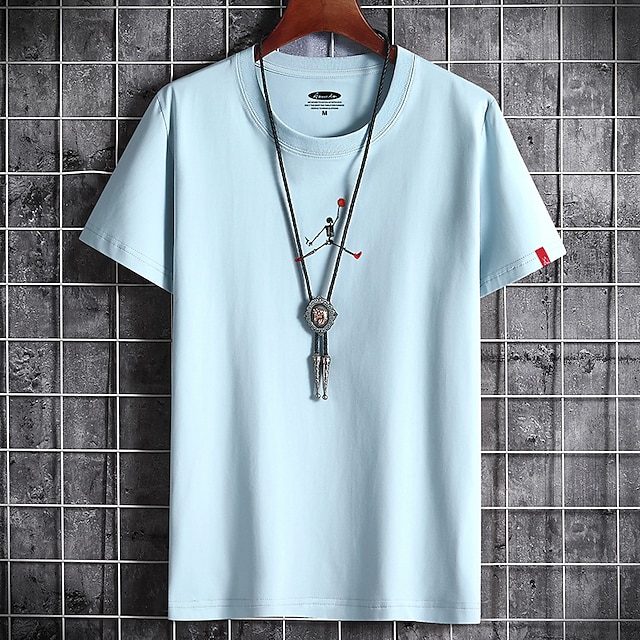 

Men's T shirt Print Basketball Round Neck Casual Daily Short Sleeve Tops Lightweight Formal Breathable White Black Dark Gray