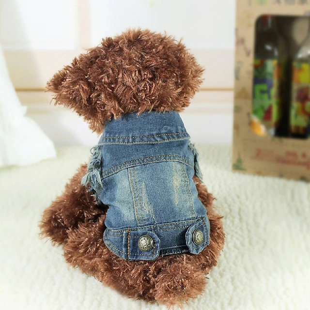 Dog Coat Denim Jacket / Jeans Jacket Jacket Vest Cowboy Outdoor Dog Clothing for Pug Bichon Frise Chihuahua Small 7