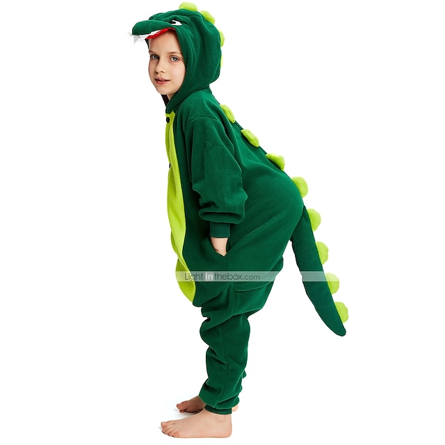  Kid's Kigurumi Pajamas Dinosaur Animal Patchwork Onesie Pajamas Pajamas Polar Fleece Cosplay For Boys and Girls Christmas Animal Sleepwear Cartoon