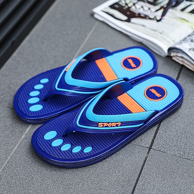 

Men's Slippers Flip-Flops Casual Classic Home Daily Rubber Black Blue Spring Summer