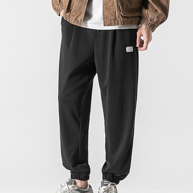 

Men's Fashion Streetwear Jogger Sweatpants Trousers Pocket Elastic Drawstring Design Ankle-Length Pants Casual Daily Solid Color Breathable Soft Mid Waist Black Gray 5XL S M L XL