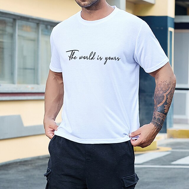 

Men's T shirt Hot Stamping Graphic Prints Letter Crew Neck Street Casual Print Short Sleeve Tops Basic Fashion Designer Big and Tall White Khaki Red