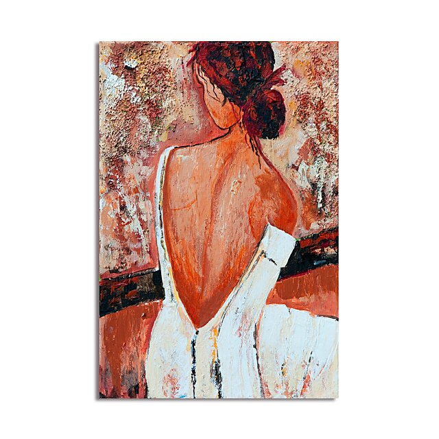 Home & Garden Wall Art | Oil Painting Hand Painted Vertical Abstract People Modern Stretched Canvas - CN91334