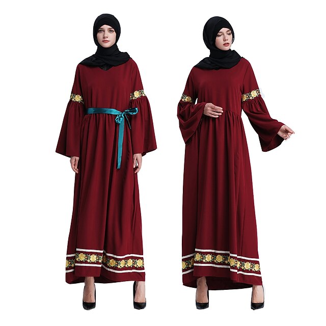 

Arabian Muslim Adults Women Abaya Abaya Kaftan Dress For Party Festival Polyester Masquerade Dress