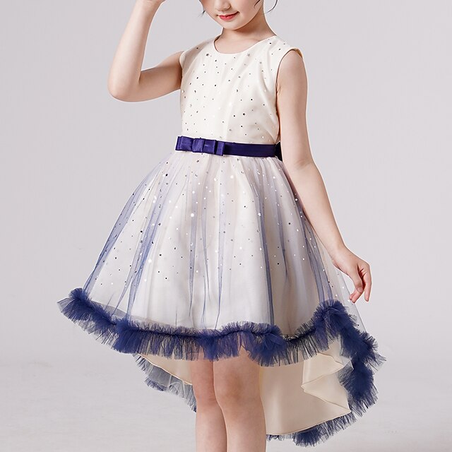 

Kids Little Girls' Dress Galaxy Sparkle Bow Gold Cotton Midi Sleeveless Princess Sweet Dresses Children's Day Summer Regular Fit 4-13 Years