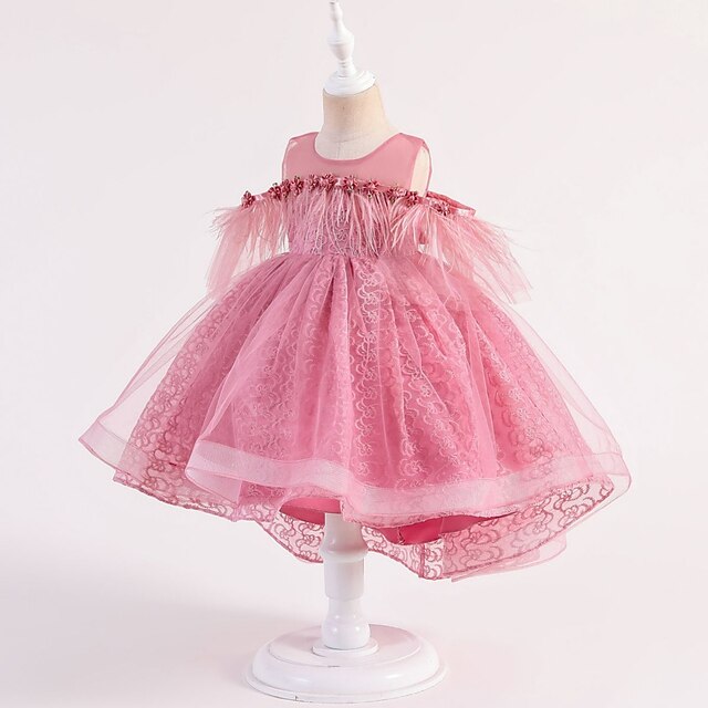 

Kids Little Girls' Dress Flower Tulle Dress Party Performance Mesh Patchwork Dusty Rose Red Light Blue Knee-length Short Sleeve Elegant Princess Dresses Children's Day Spring Summer Slim 3-10 Years