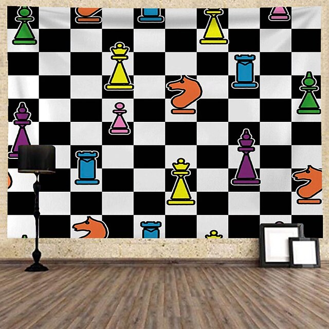 

Chessboard Wall Tapestry Art Decor Blanket Curtain Hanging Home Bedroom Living Room Decoration Polyester