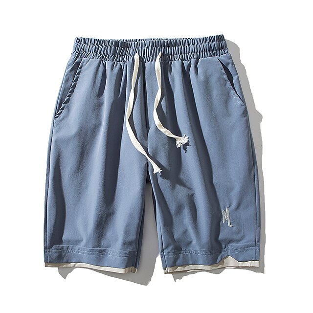 

Men's Casual Sporty Summer Shorts Retro Solid Color Beach Shorts Quick Dry Board Shorts Embroidery Design Knee Length Pants With Elastic Waist Drawstring Daily Blue Red Beige M L XL XXL