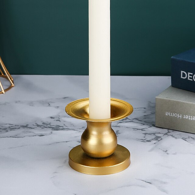 

European Style Golden Geometric Round Wrought Iron Candle Holder