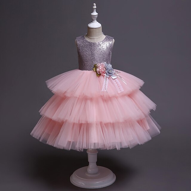 

Kids Little Girls' Dress Sequin Tulle Dress Party Birthday Mesh Purple Pink Yellow Midi Sleeveless Princess Sweet Dresses Spring Summer Slim 1 PC 3-12 Years