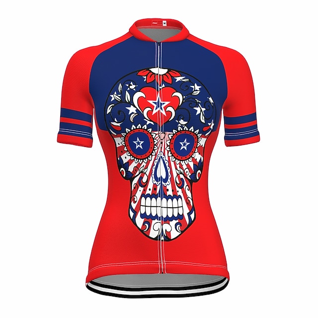 

21Grams Women's Short Sleeve Cycling Jersey Summer Spandex Red Skull Bike Top Mountain Bike MTB Road Bike Cycling Quick Dry Moisture Wicking Sports Clothing Apparel / Stretchy / Athleisure