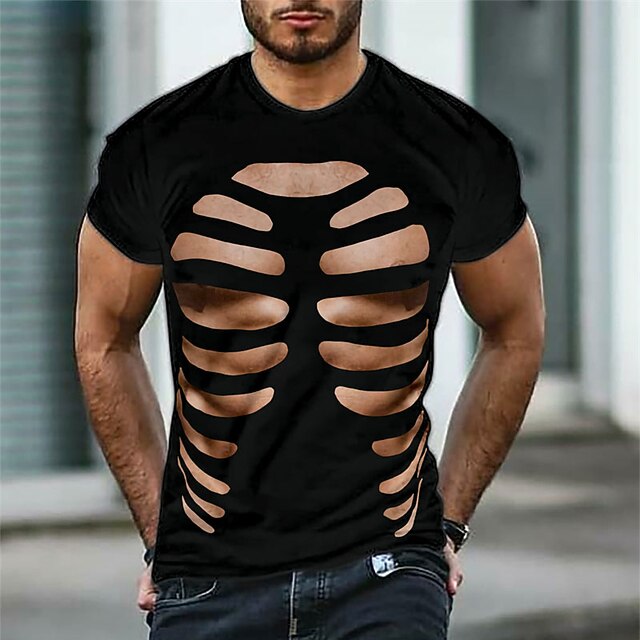 

Men's T shirt 3D Print Graphic Muscle Crew Neck Casual Daily Print Short Sleeve Tops Fashion Classic Designer Big and Tall Black