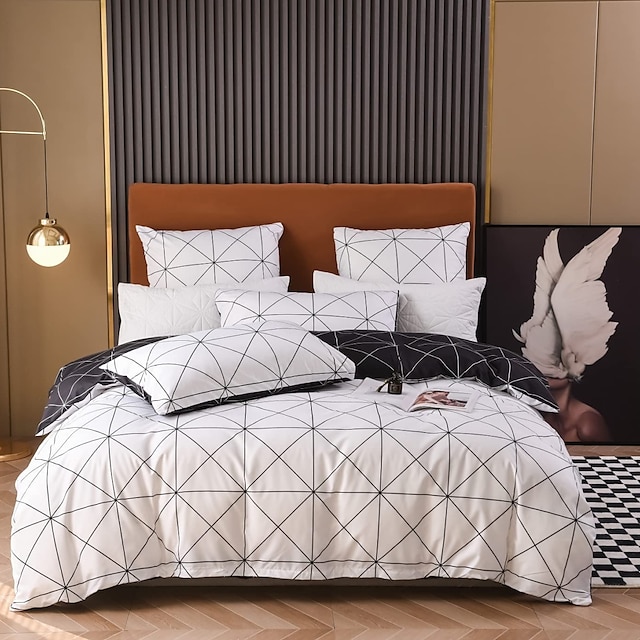 

Geometric Pattern 3-Pieces Duvet Cover Set Hotel Bedding Sets Kids Comforter Cover with Soft Microfiber for Easter Decor, Include 1 Duvet Cover, 2 Pillowcases