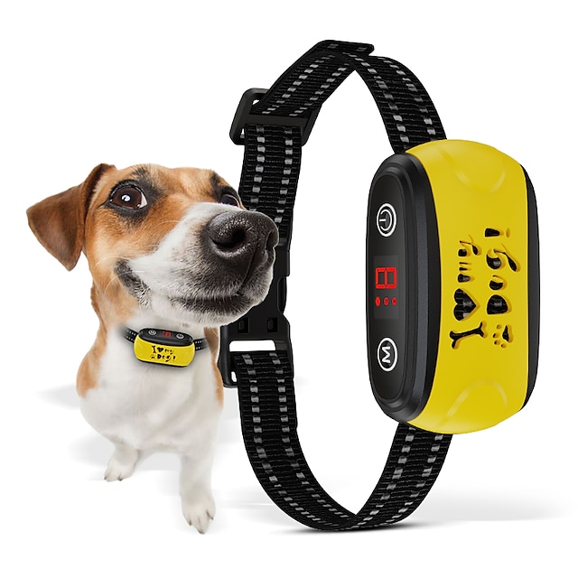  stötfritt skällhalsband för hundar uppladdningsbart anti-barking träningshalsband med justerbar känslighet och intensitet pip vibration för små medelstora hundar