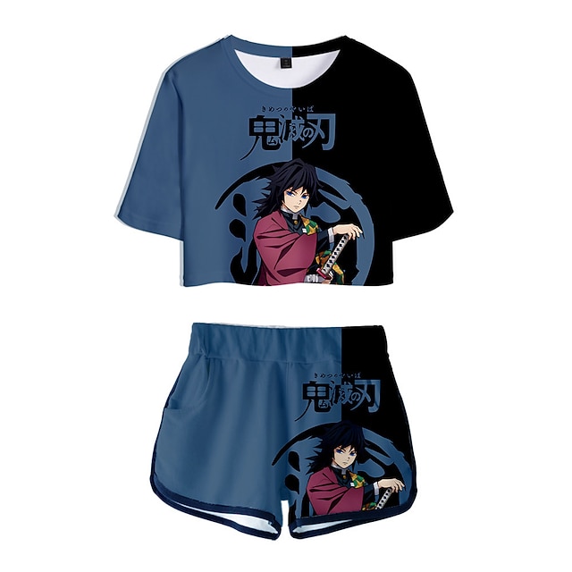 

Inspired by Demon Slayer: Kimetsu no Yaiba Tomioka Giyuu Crop Top Cartoon 100% Polyester Anime Harajuku Graphic Shorts For Women's
