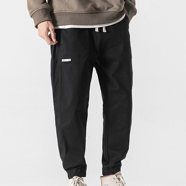 

Men's Fashion Streetwear Jogger Sweatpants Trousers Pocket Elastic Drawstring Design Pants Sports Outdoor Casual Solid Color Comfort Soft Mid Waist Black Khaki Dark Gray 5XL M L XL XXL