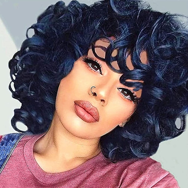 Beauty & Hair Wigs & Hair Pieces | Women Short Curly Wigs Andromeda Soft Black Curly Curly Wigs With Bangs African Loose Cute Cu