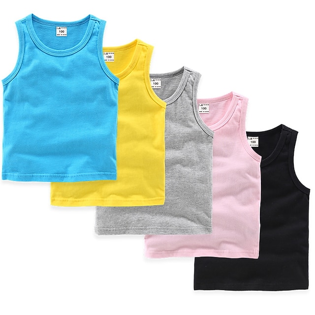 Baby & Kids Boys Clothing | Kids Boys Tank Sleeveless Solid Color Green Blue White Children Tops Spring Summer Active Basic Dail