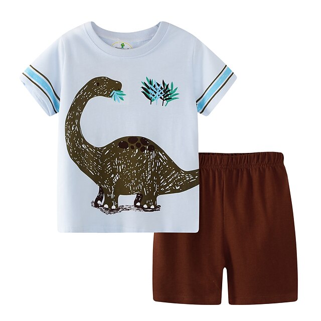 Toddler Boy Cotton Summer Short Sleeve T-Shirt and Shorts Outfit Set
