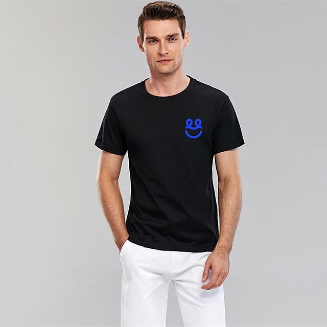 

Men's Unisex T shirt Hot Stamping Graphic Graphic Prints Emoji Face Crew Neck Casual Daily Print Short Sleeve Tops Basic Designer Big and Tall Blue White Black