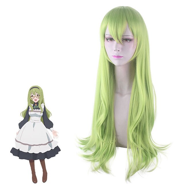 

Princess Connect! Re:Dive Cosplay Cosplay Wigs Women's With 2 Ponytails With Bangs 29.5 inch Heat Resistant Fiber kinky Straight Green Teen Adults' Anime Wig