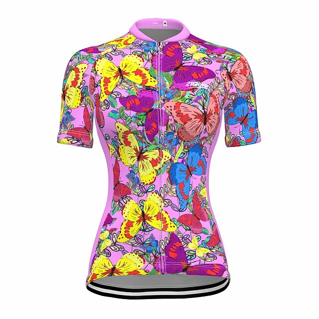 

21Grams Women's Short Sleeve Cycling Jersey Summer Spandex Pink Butterfly Bike Top Mountain Bike MTB Road Bike Cycling Quick Dry Moisture Wicking Sports Clothing Apparel / Stretchy / Athleisure