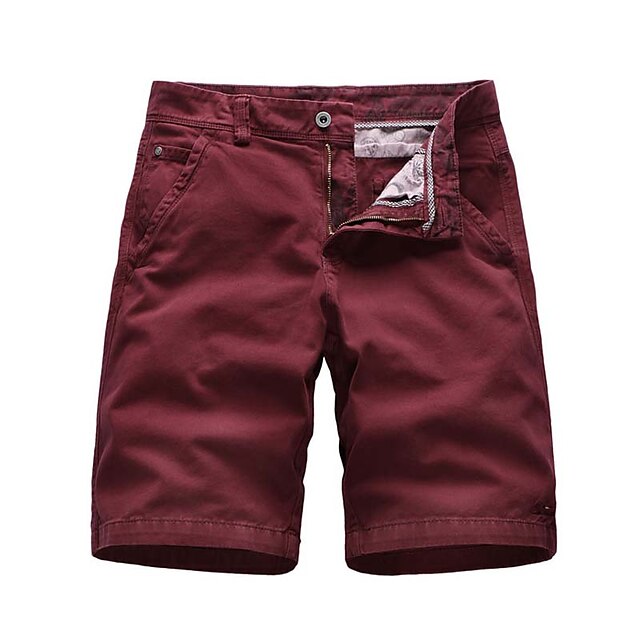 

Men's Fashion Streetwear Shorts Zipper Pocket Short Pants Casual Daily Micro-elastic Solid Color Breathable Outdoor Mid Waist Black Khaki Red Navy Blue 32 34 36 38