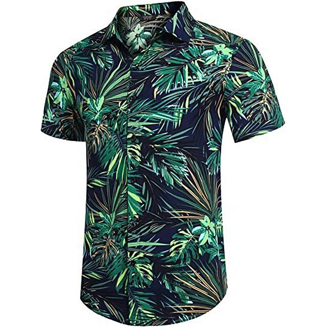 

Men's Shirt Graphic Turndown Party Casual Button-Down Short Sleeve Tops Casual A