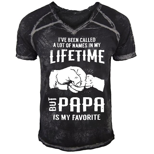 

Men's T shirt 3D Print Graphic Hand Letter V Neck Casual Daily Print Short Sleeve Tops Fashion Classic Comfortable Big and Tall Black