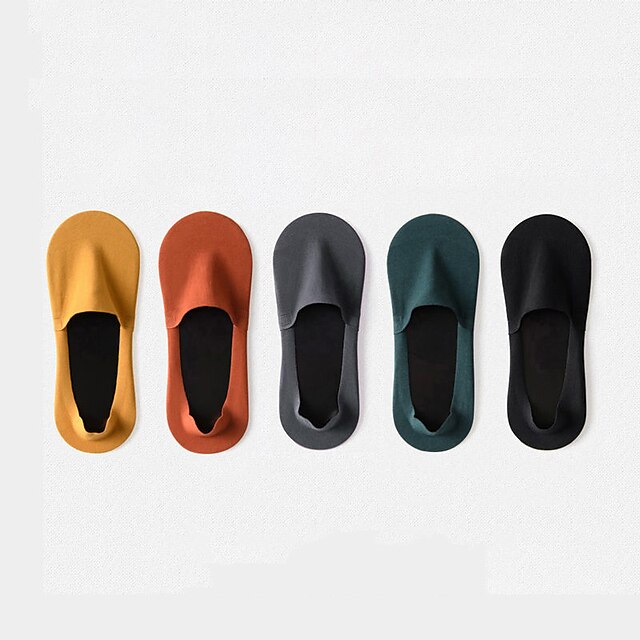 

Comfort Men's Socks Multi Color Solid Colored Socks No Show Liner Socks Thin Office / Career Multi color 5 Pairs