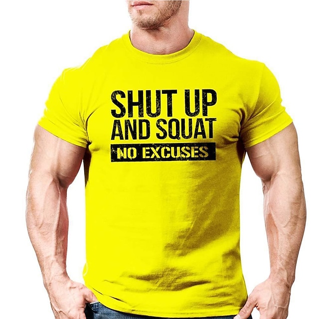 

Men's T shirt Hot Stamping Graphic Letter Crew Neck Casual Daily Print Short Sleeve Tops Lightweight Fashion Big and Tall Sports Yellow