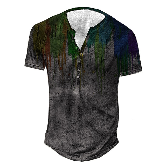 

Men's Henley Shirt Tee T shirt 3D Print Graphic Abstract Plus Size Henley Daily Sports Button-Down Print Short Sleeve Tops Basic Casual Classic Designer Black