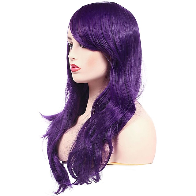 Beauty & Hair Wigs & Hair Pieces | Dark Purple Wigs Long Wig Big Wave Heat Resistant Synthetic Straight Hair with Bangs for Fema