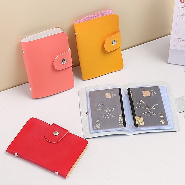  μόδα 24 bit κάτοχος πιστωτικής κάρτας άντρες γυναίκες ταξιδιωτικές κάρτες πορτοφόλι pu δερμάτινη πόρπη επαγγελματικές κάρτες ταυτότητας