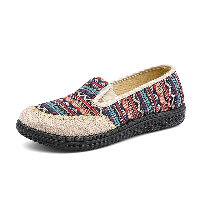 

Women's Flats Driving Shoes Indoor Shoes Booties Ankle Boots Flat Heel Round Toe Casual Minimalism Home Daily Linen Loafer Summer Braided Red Blue