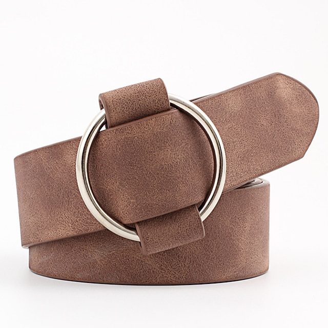  Women's Unisex PU Buckle Belt PU Leather O-ring Buckle O-ring Casual Classic Daily Holiday Black Brown Beige Coffee