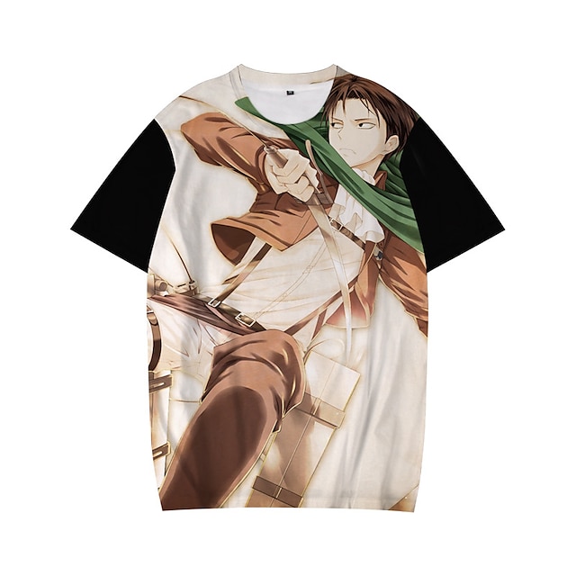 

Inspired by Attack on Titan Levi·Ackerman T-shirt Cartoon 100% Polyester Anime Harajuku Graphic Kawaii T-shirt For Men's / Women's / Couple's